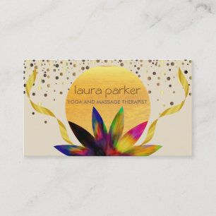 Watercolor Lotus Flower Logo Yoga Healing Health Business Card