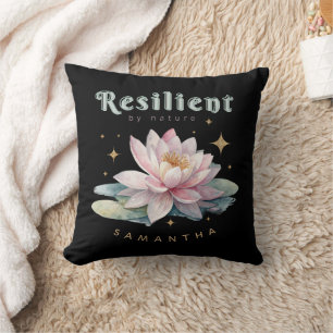 watercolor lotus flower motivational personalised cushion