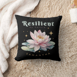 watercolor lotus flower motivational personalised cushion