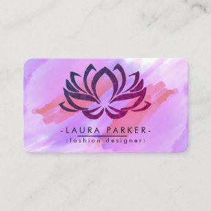 Watercolor Lotus Flower Pink Purple Splatter Yoga Business Card