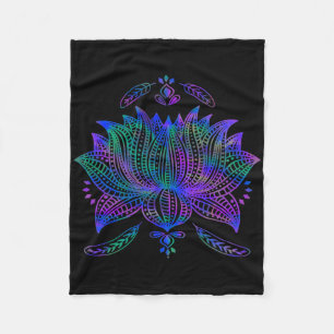 Watercolor Lotus Flower Pretty Yoga  Fleece Blanket