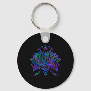 Watercolor Lotus Flower Pretty Yoga Key Ring