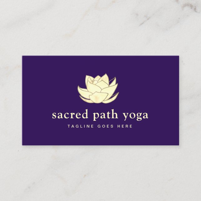  Watercolor Lotus Flower Purple  Business Card (Front)