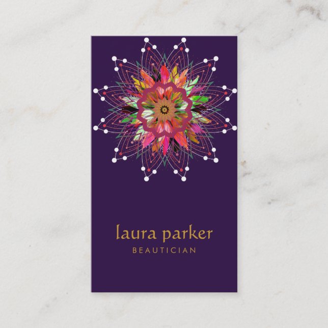 Watercolor Lotus Flower Purple  Healing Yoga Business Card (Front)