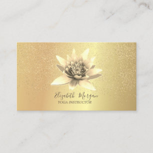 Watercolor Lotus Gold Confetti Yoga Instructor Business Card