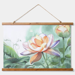 Watercolor Lotus Hanging Tapestry