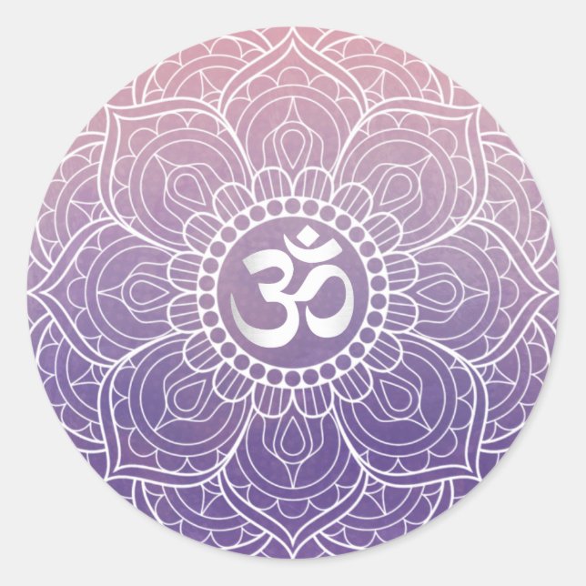 Watercolor Lotus Mandala Namaste Yoga Classic Round Sticker (Front)