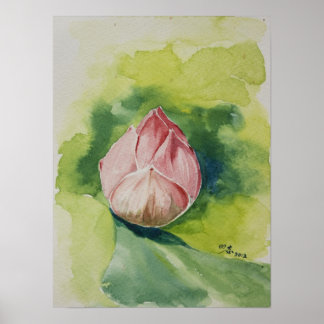 Watercolor Lotus Poster