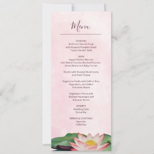 Watercolor Lotus Wedding Menu Card
