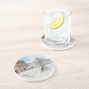 Watercolor Louvre Paris France Coaster – Artistic