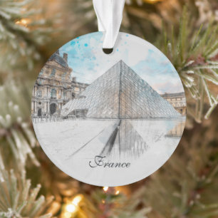 Watercolor Louvre Paris Ornament – French Landmark