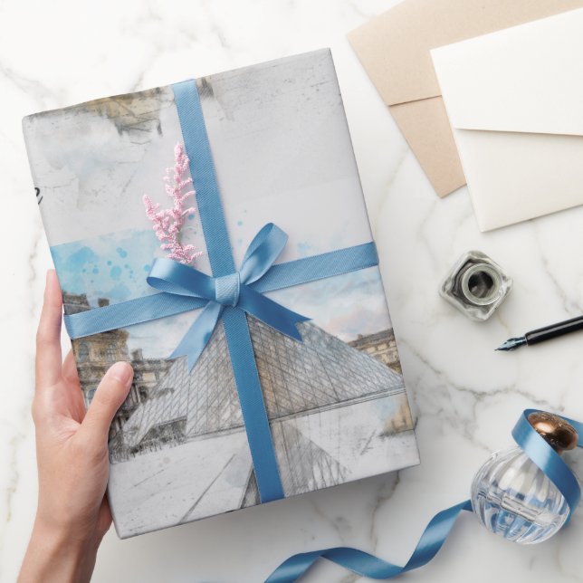 Watercolor Louvre Wrapping Paper – Paris Travel (Gifting)