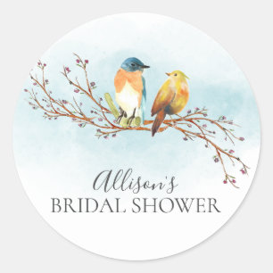 Watercolor Love Birds Bridal Shower Envelope Seal