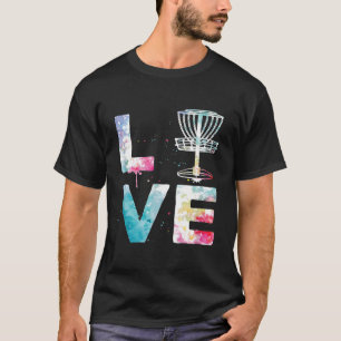 Watercolor Love Disc Golf Frisbee Golfing Lover Co T-Shirt