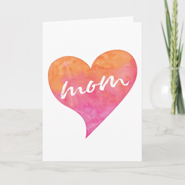 Watercolor love heart Mother's Day Card (Front)