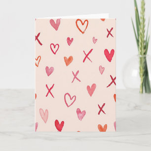 Watercolor Love Hearts Xoxo Card