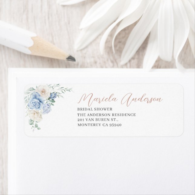 Watercolor Love in Bloom Blue flowers bridal showe (Insitu)