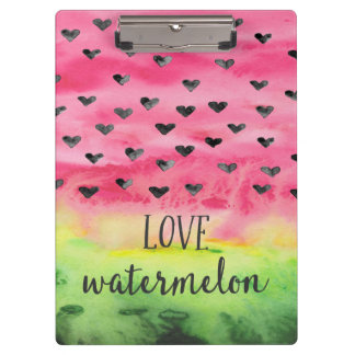 Watercolor Love Watermelon Hearts Clipboard