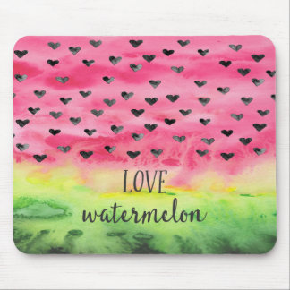 Watercolor Love Watermelon Hearts Mouse Mat