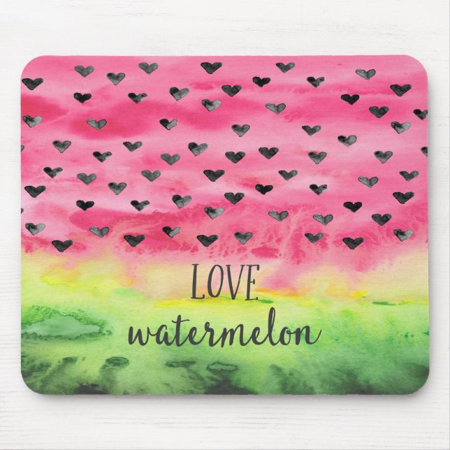 Watercolor Love Watermelon Hearts Mouse Mat (Front)