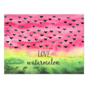 Watercolor Love Watermelon Hearts Photo Print
