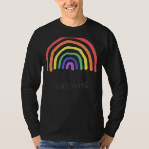 Watercolor Love Wins Rainbow Paint Typographic T-Shirt
