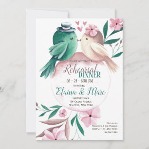 Watercolor Lovebirds Invitation