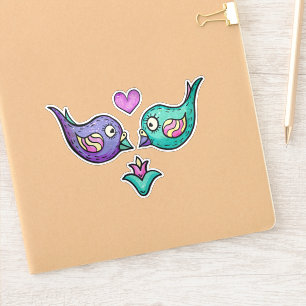 Watercolor Lovebirds valentine's Sticker