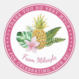 Watercolor Luau Thank You Favour Stickers