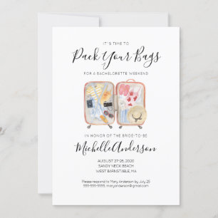 Watercolor Luggage Bachelorette Weekend Invitation