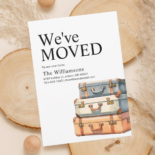 Watercolor Luggages New Home Moving Announcement