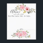 Watercolor Lush Blush Pink Floral Advice Card<br><div class="desc">Beautiful Soft Watercolor Lush Blush Pink Floral with a touch of Gold.  Personalise with your details easily and quickly,  simply press the customise it button. Coordinating floral on the back. Matching items to complete your event collection are available in our Zazzle store!</div>