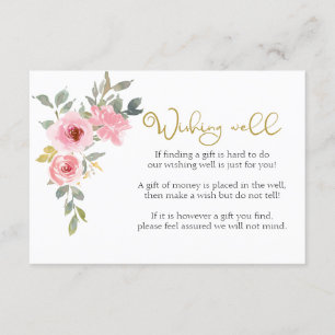 Watercolor Lush Blush Pink Floral Wishing Well Enclosure Card