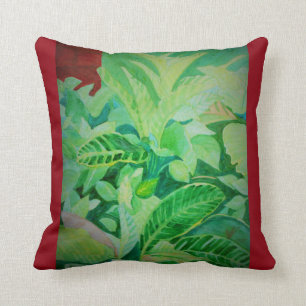 Watercolor Lush Jungle Panama House Cushion