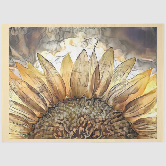 Watercolor Luxury Sunflower Collection Tissue Paper (Front)