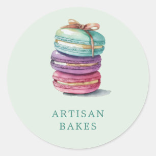 Watercolor Macaron Baker Pastry Chef Mint Green Classic Round Sticker