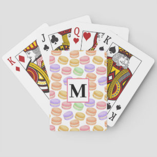 Watercolor Macarons Pattern Monogram Playing Cards