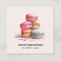 Watercolor Macarons Sweet Cake Social Icon QR CODE