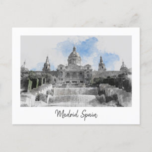 Watercolor Madrid Landscape Postcard – Scenic 