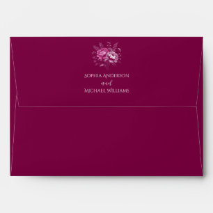 Watercolor Magenta Peony-Wedding- Envelope