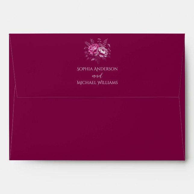 Watercolor Magenta Peony-Wedding- Envelope (Back (Top Flap))