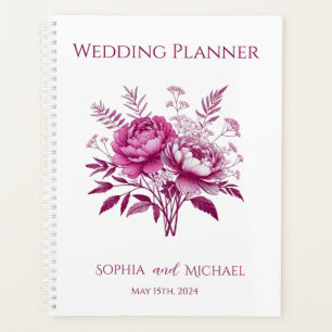 Watercolor Magenta Peony-Wedding-Planner Planner
