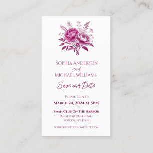 Watercolor Magenta Peony- Wedding-Save the Date- Business Card