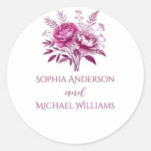 Watercolor Magenta Peony- Wedding Stickers