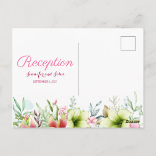 Watercolor Magenta Red Amaryllis Floral Reception Postcard