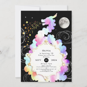 Watercolor Magic Dragon Birthday Invitation