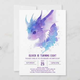 Watercolor Magic: Dragon Birthday Invitation