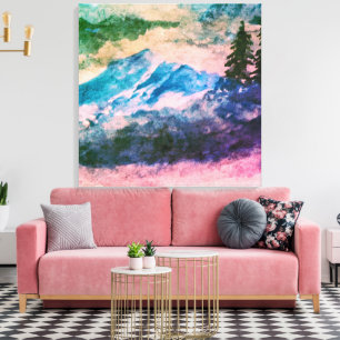 Watercolor Magic Forest Landscape Painting Canvas Print