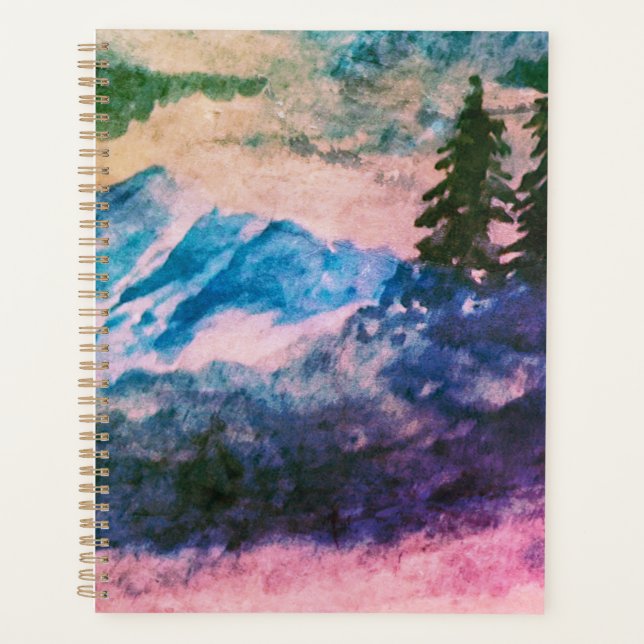 Watercolor Magic Forest Landscape Painting Planner (Front)