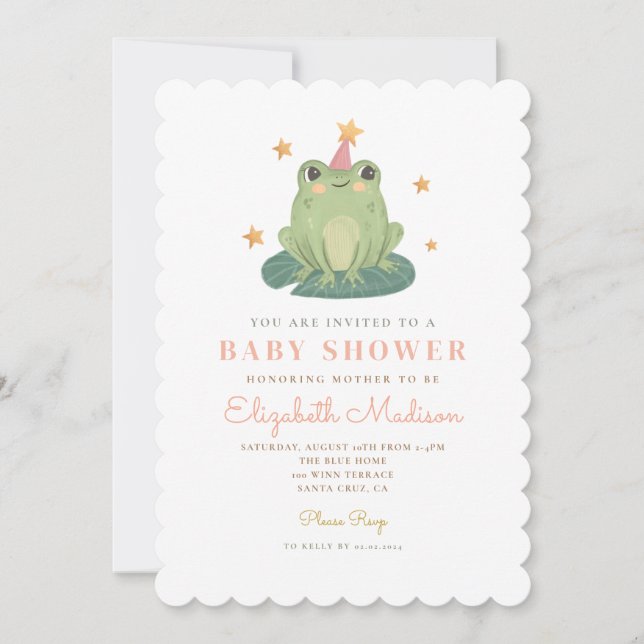 Watercolor Magic Frog  Baby Shower Invitation (Front)